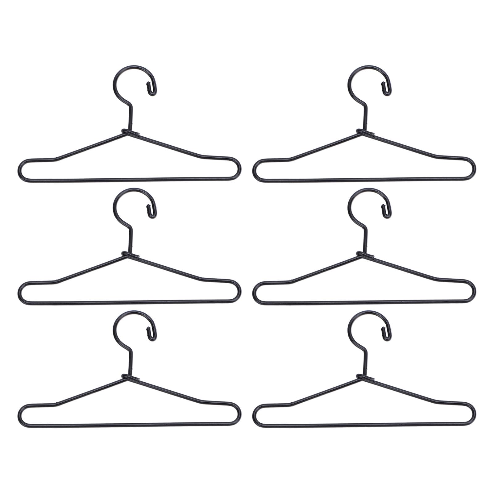 10Pcs Miniature Doll Clothes Metal Hangers Lightweight Cartoon Closet Decor Accessories - Black 65mm for Neat Wardrobe Storage (65mm)