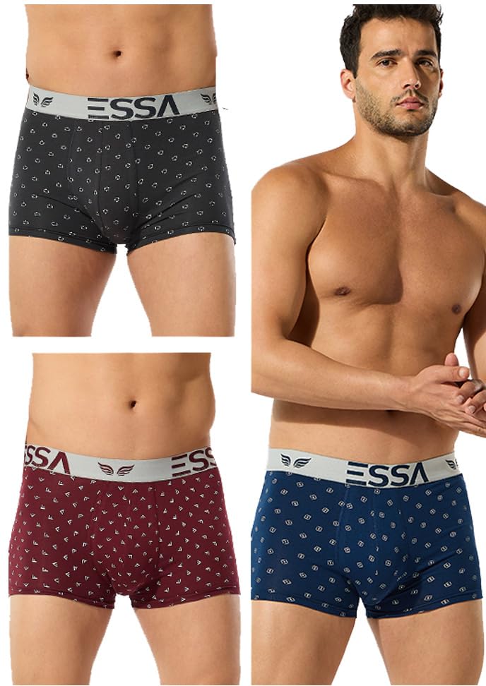 Image of ESSA Men's Cotton Trunks (Pack of 3) | Comfortable & Breathable Underwear, Innerwear Stylish Design | Ideal for Everyday Wear