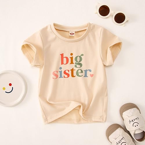 Miniatura 2 de IZYJOY Camiseta de manga corta con anuncio para hermana mayor, camiseta de verano para revelación de hermanos