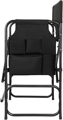 Miniatura 5 de Sillas altas de aluminio plegables para directores, silla de maquillaje de 41 pulgadas para maquilladores con mesa auxiliar, bolsa de almacenamiento