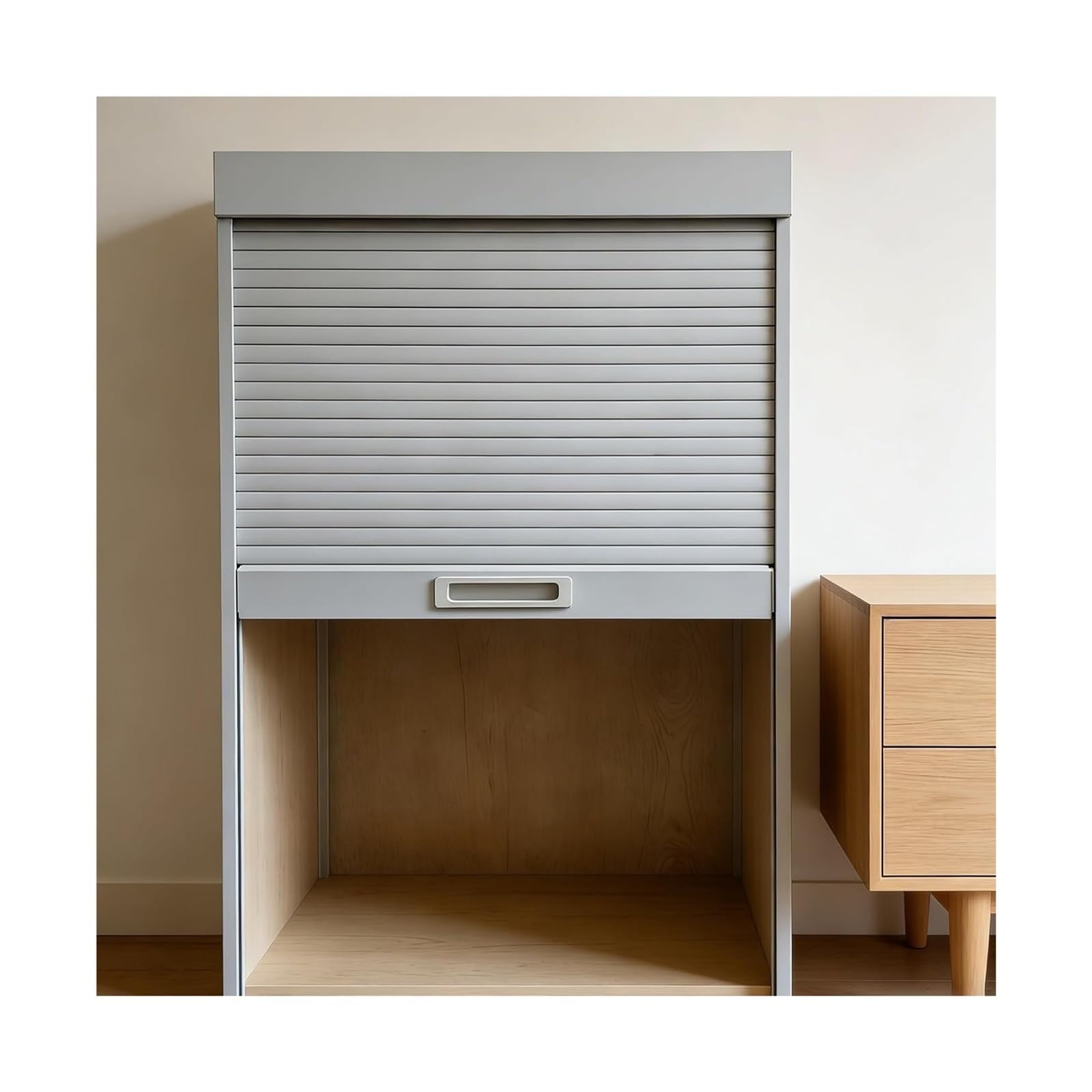 Accordion Folding Door Kit, Retractable Tambour Door, Handle, DIY Rollup, Multiple Sizes, Closets Cupboards Wardrobes(20x20in/50x50cm)