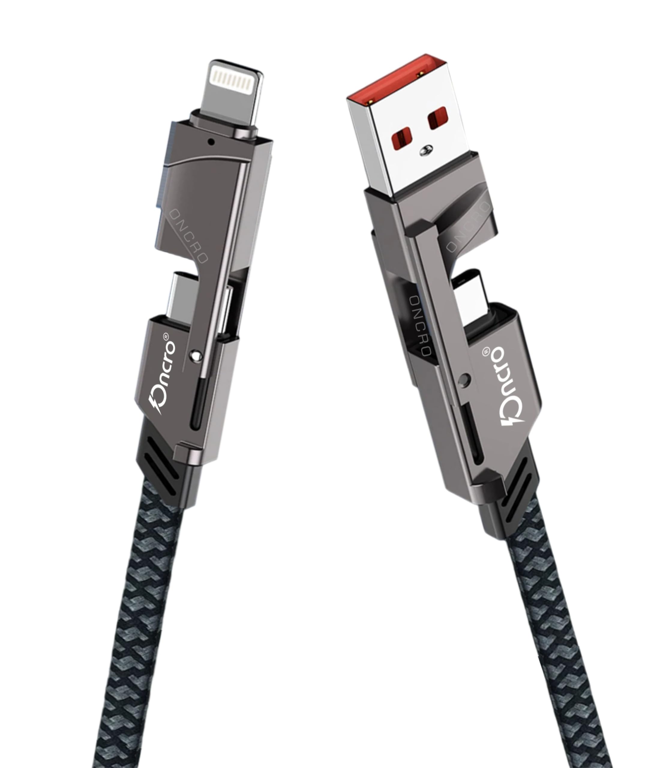 ONCRO® 4 in 1 cable Fast Charging Quad Mode Duo Tone Metal Nylon Braided Flat Grey all in 1 combo 60W Cord USB A to Light_ning, USB to Type C to iph & Type C to C car adapter Multi Charger (B0D428X61V) Amazon Price History, Amazon Price Tracker