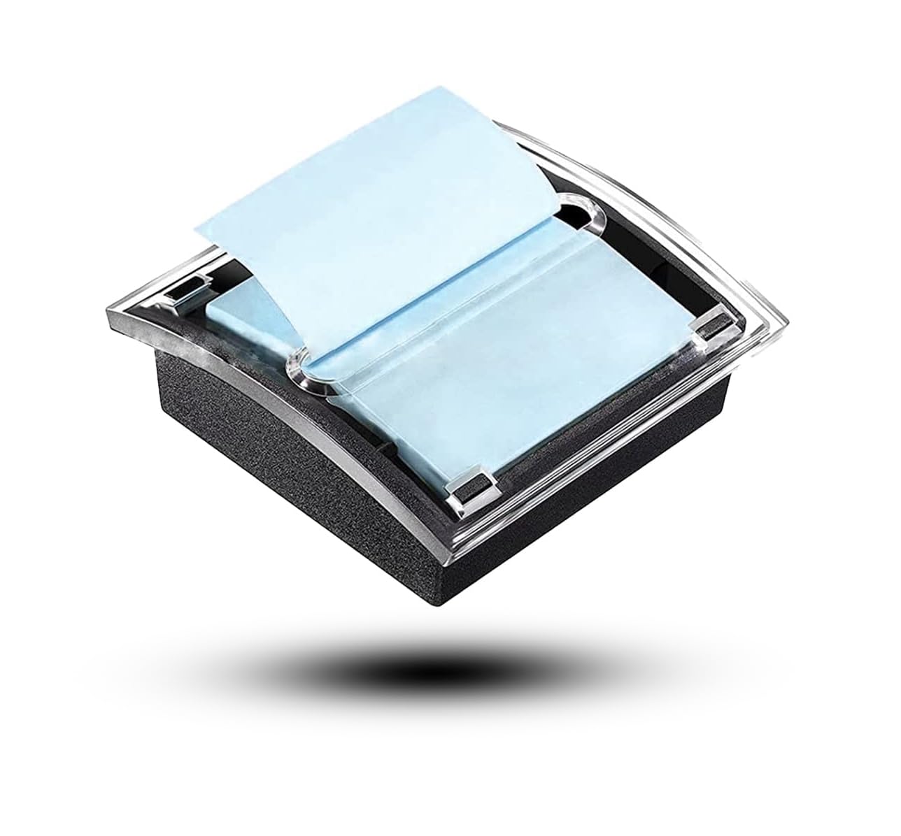 Sweet seven Pop-up Sticky Note Box - Black Base Clear Top Holder Container - Colorful Notes - Perfect for Office, Hospital, Store - 1pcs