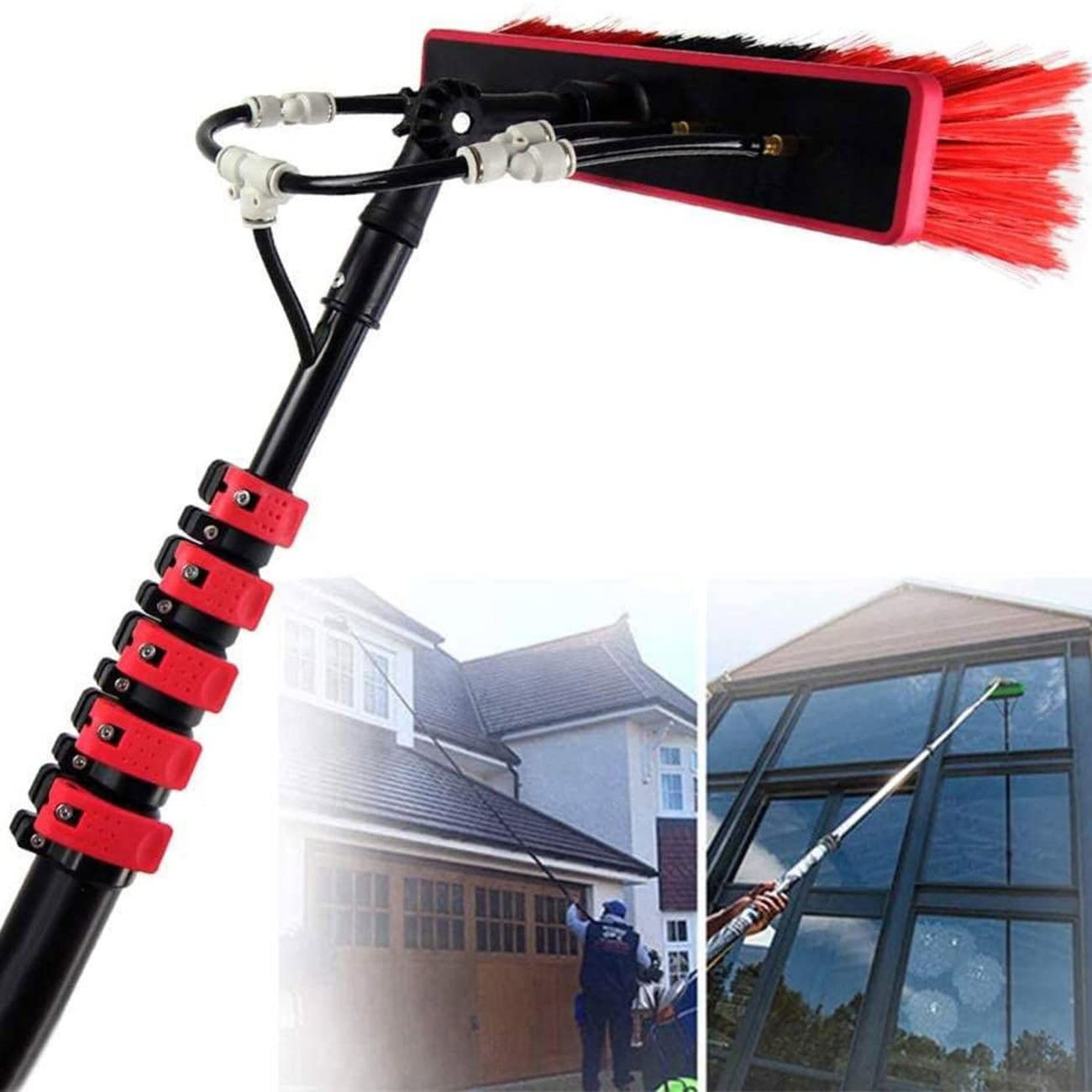 ASerZenith 20Ft Telescopic Window Cleaning Pole Kit, Water Fed Brush For Window & Solar Panel Cleaning, Extendable Reach For Trucks, Efficient Washing Equipment,Size-36Ft/10.8M