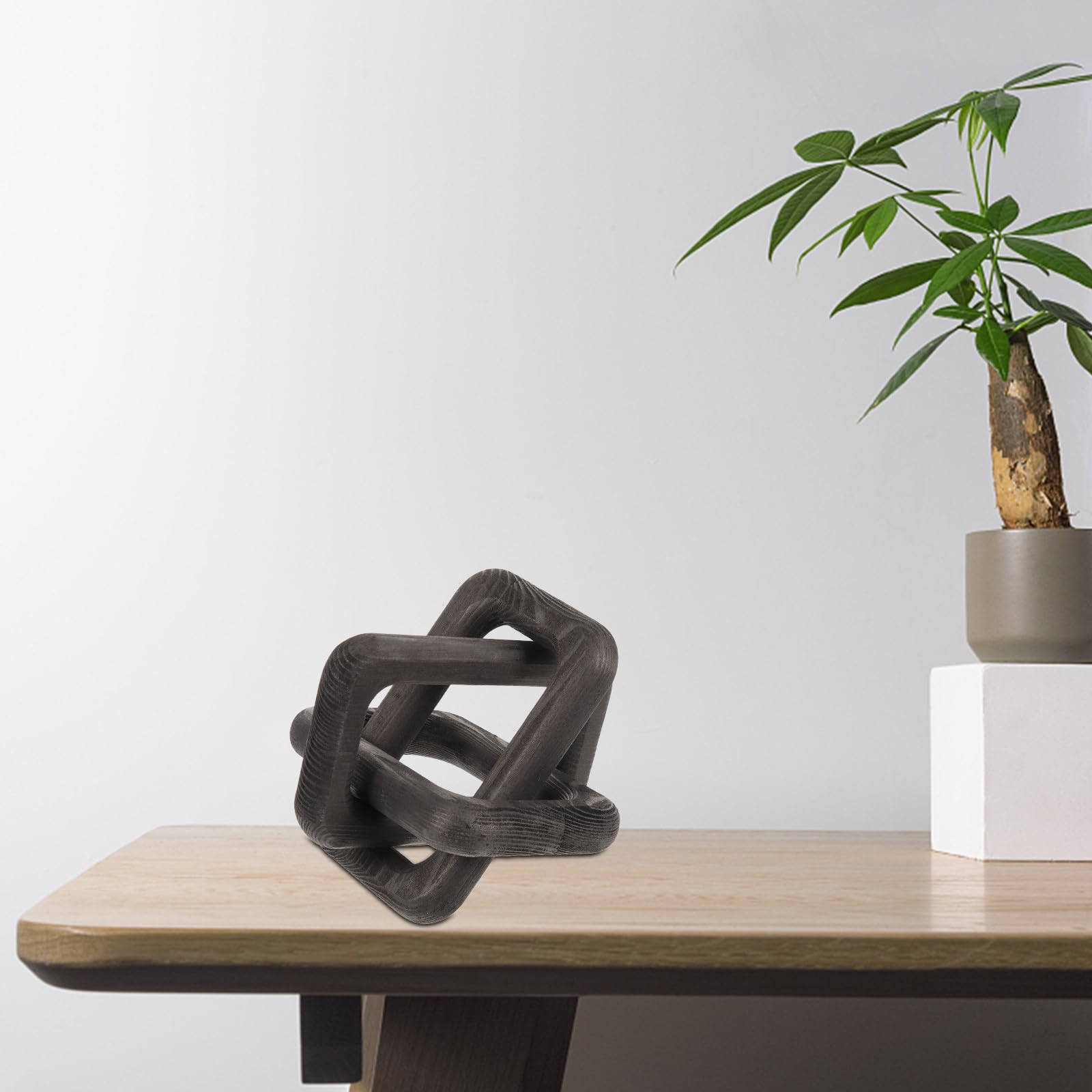 Objet décoratif moderne suspendu en chaîne de bois noir pour maison