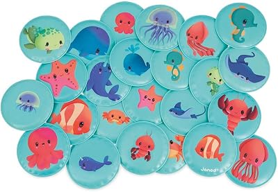 Janod - Memory Game - Baby Animals - Bathtime Toys - Discovery and Early-Development - for Boys and Girls - from 24 Months + - Multilingual - J04723