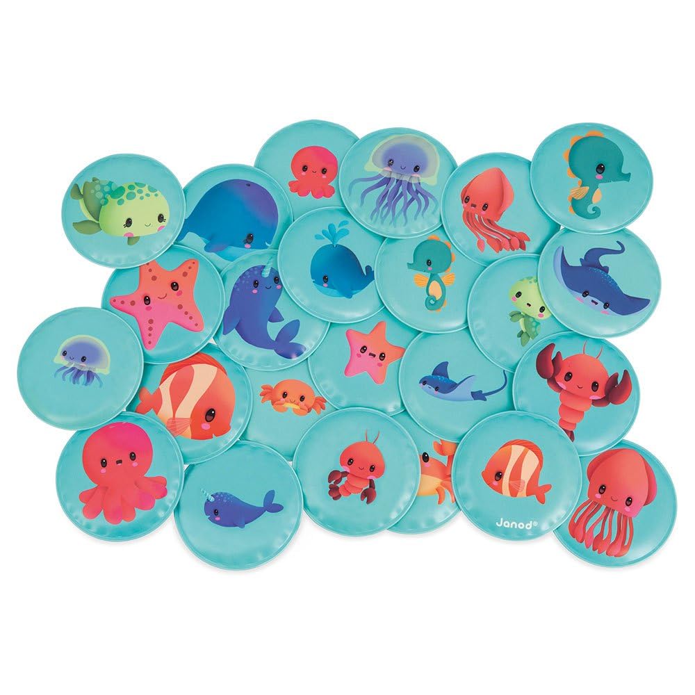 – Janod - My Baby Animals Memory Game - Bath Toy - 24 Floating Pieces - Children’s Memory Game - Scalable Toy - 24 Months +, J04723