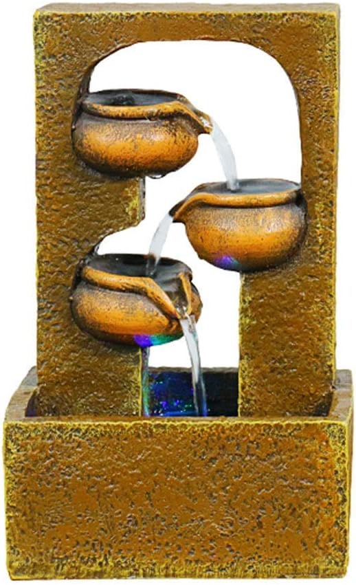 Indoor Tabletop Water Fountain Indoor and Outdoor Decorative Fountain Relaxation Desktop and Tabletop Fountain with Water Pump for Home Office Garden Terrace, 9.8" Height Environmental Resin Waterfall