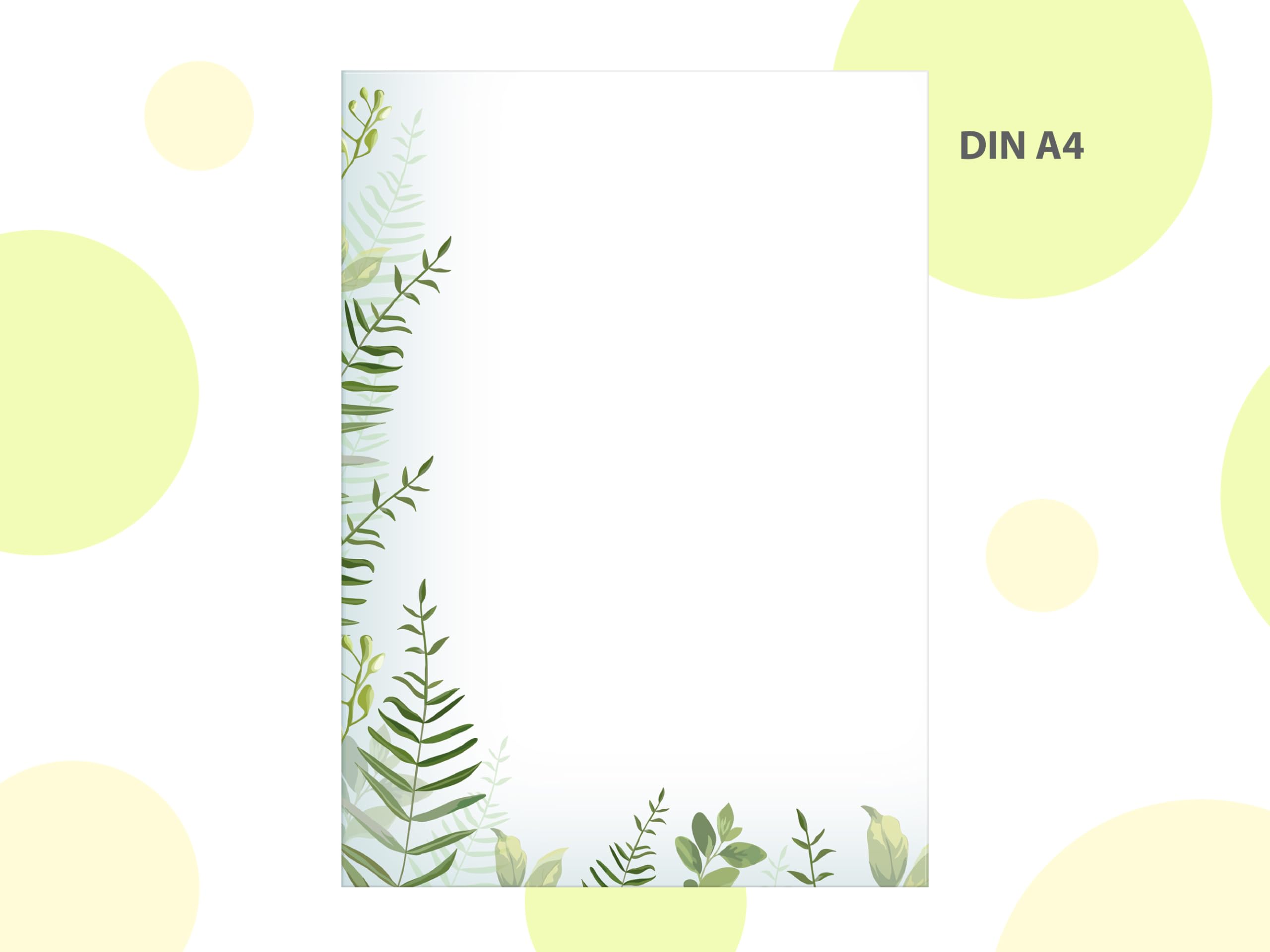 Briefpapier-Set 250 Druckerpapier DIN A4 + 250 Umschläge DIN-lang haftklebend NATUR-LOOK Blätter Zweige beidseitig beschriftbar und bedruckbar Frühlingspost Ostern Taufe Kommunion Konfirmation