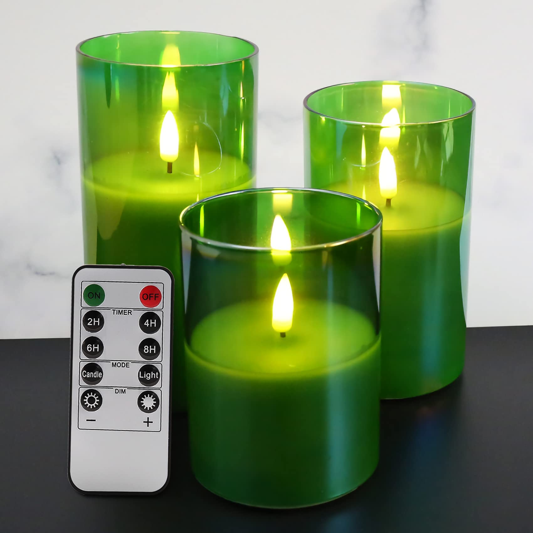 Eywamage Weihnachts-Kerzen Set Mit Fernbedienung – Rote Flammenkerzen Mit Schneeflocken-Muster, 3 Stück