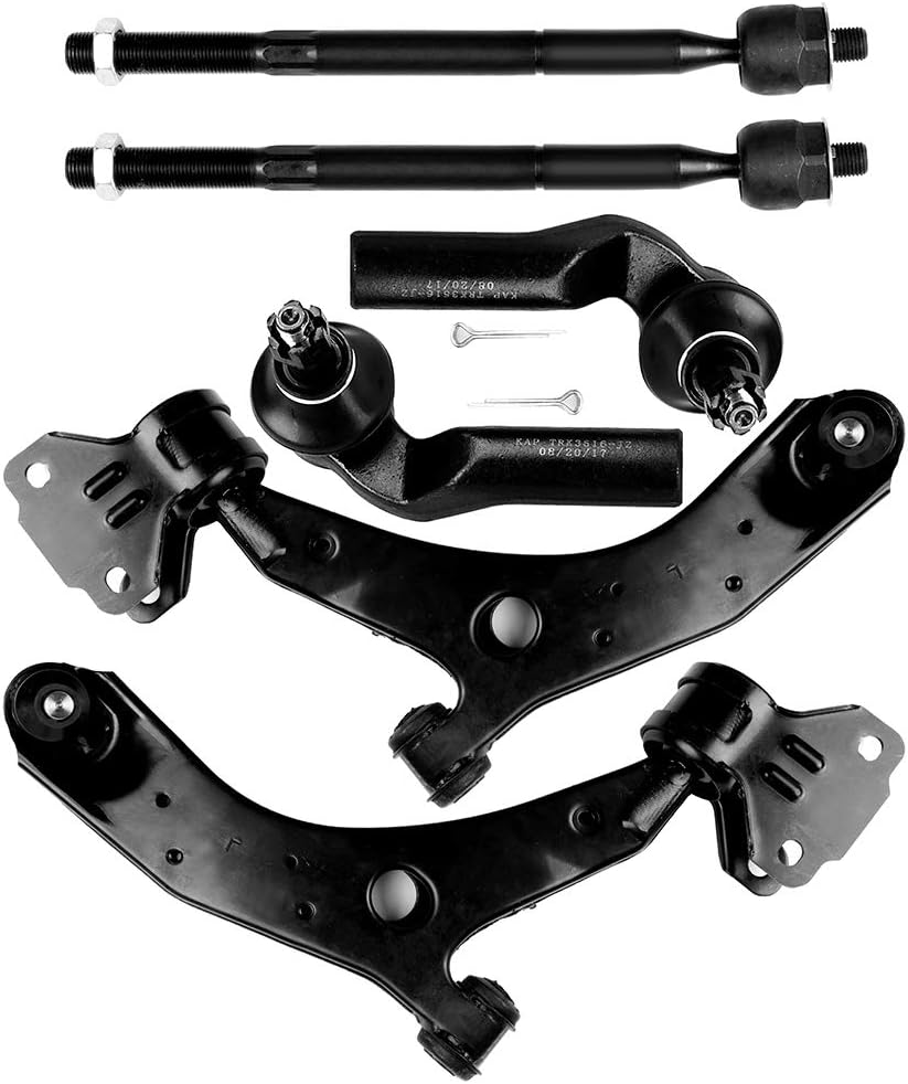 OCPTY - New 6-Piece fit for 2010-2013 for Mazda 3-2 Lower Control Arm Ball Joint 2 Outer Tie Rod 2 Inner Tie Rod
