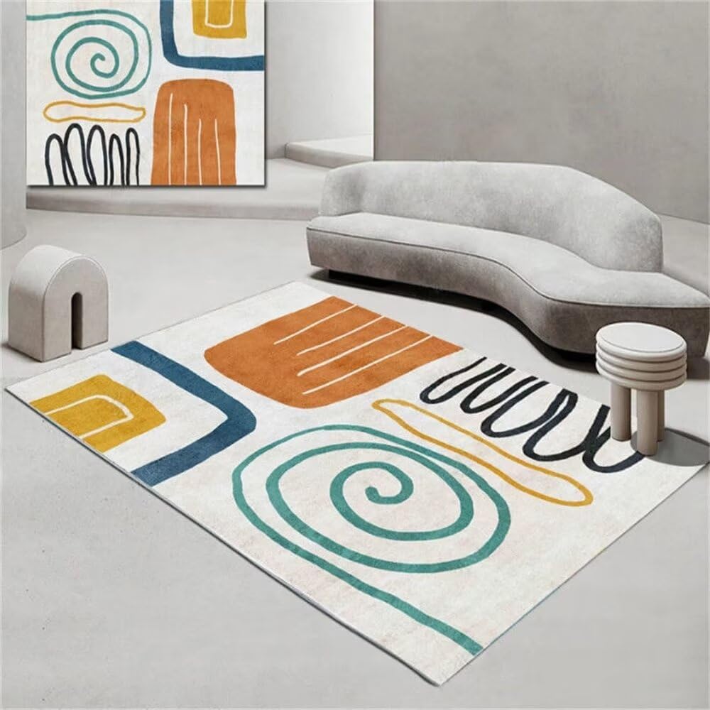 Tapis grande taille salon 300x400 multicolore gris orange moquette chambre