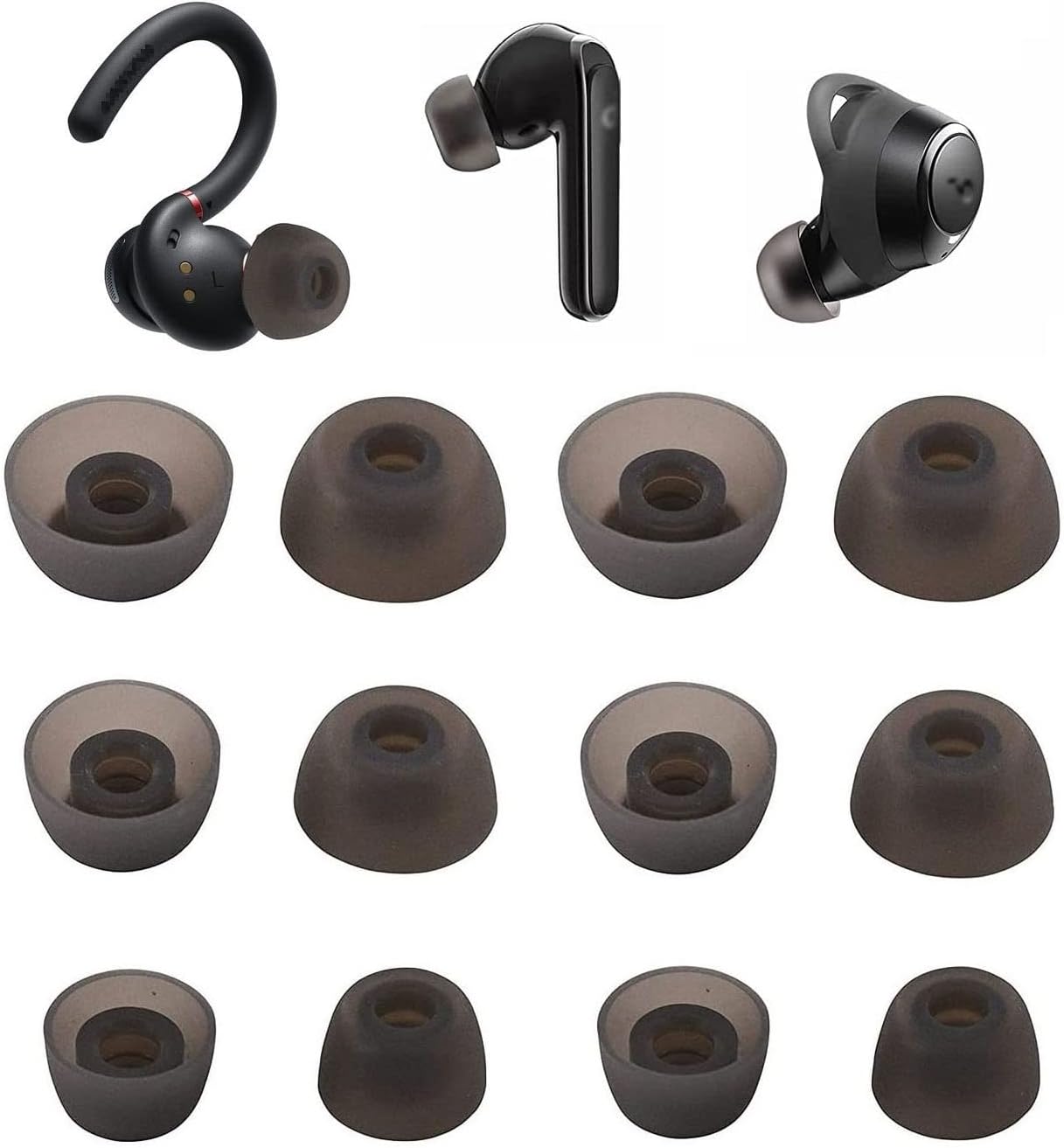 Replacement Ear Tips Eartips Ear Plug Ear Gels Compatible with Soundcore Sport X10 /Liberty 3 Pro/Air 2 Pro/Life P3i,JNSA Silicone Ear Tip Replacement for Anker Earphone,S/M/L 6 Pairs,Black