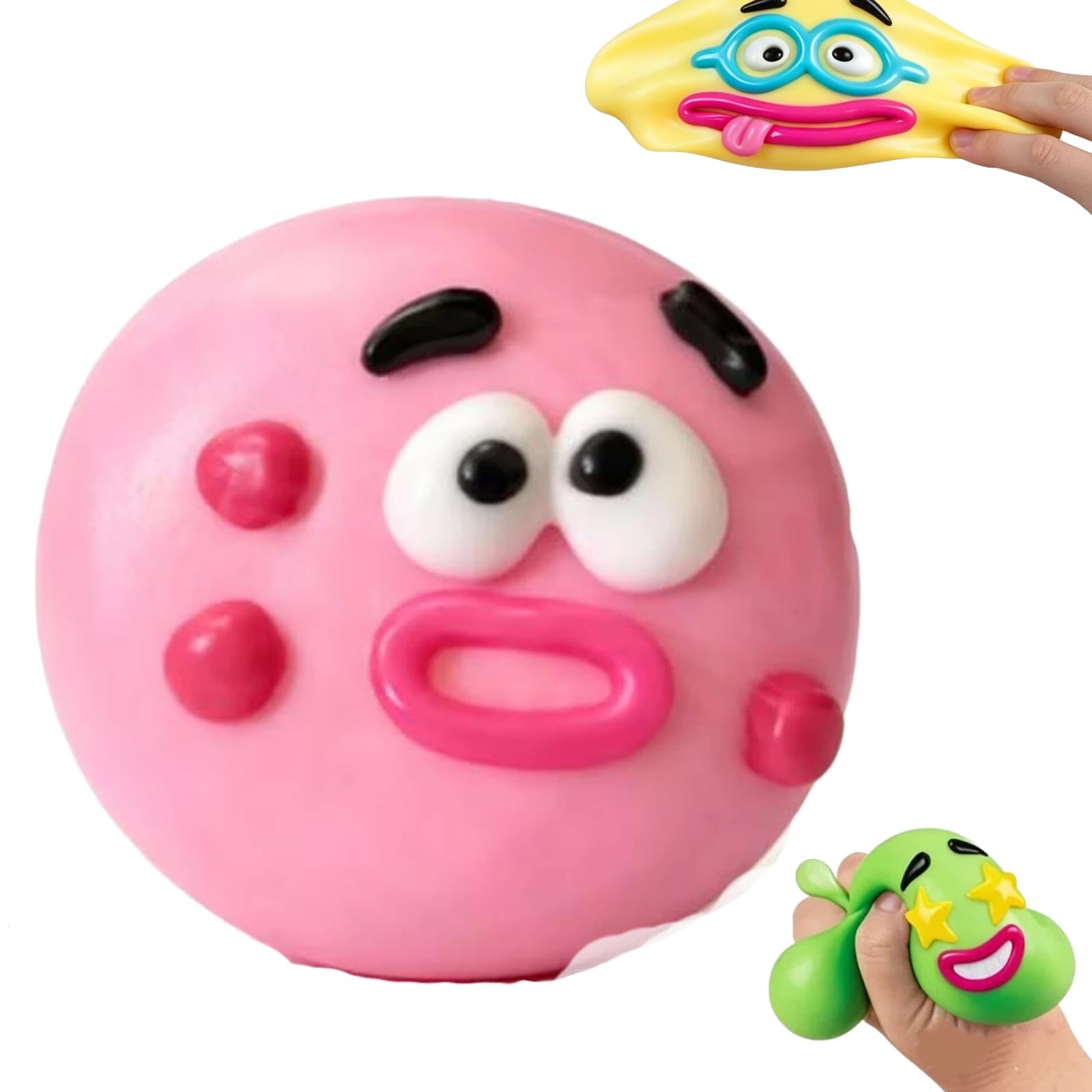 New Smushers Squishy Fidget Toy, Soft Curiosities Smushers Dog Face Swap Squishy, Interchangeable Funny Sensory Fidget Stress Toys for Adults (Pink)