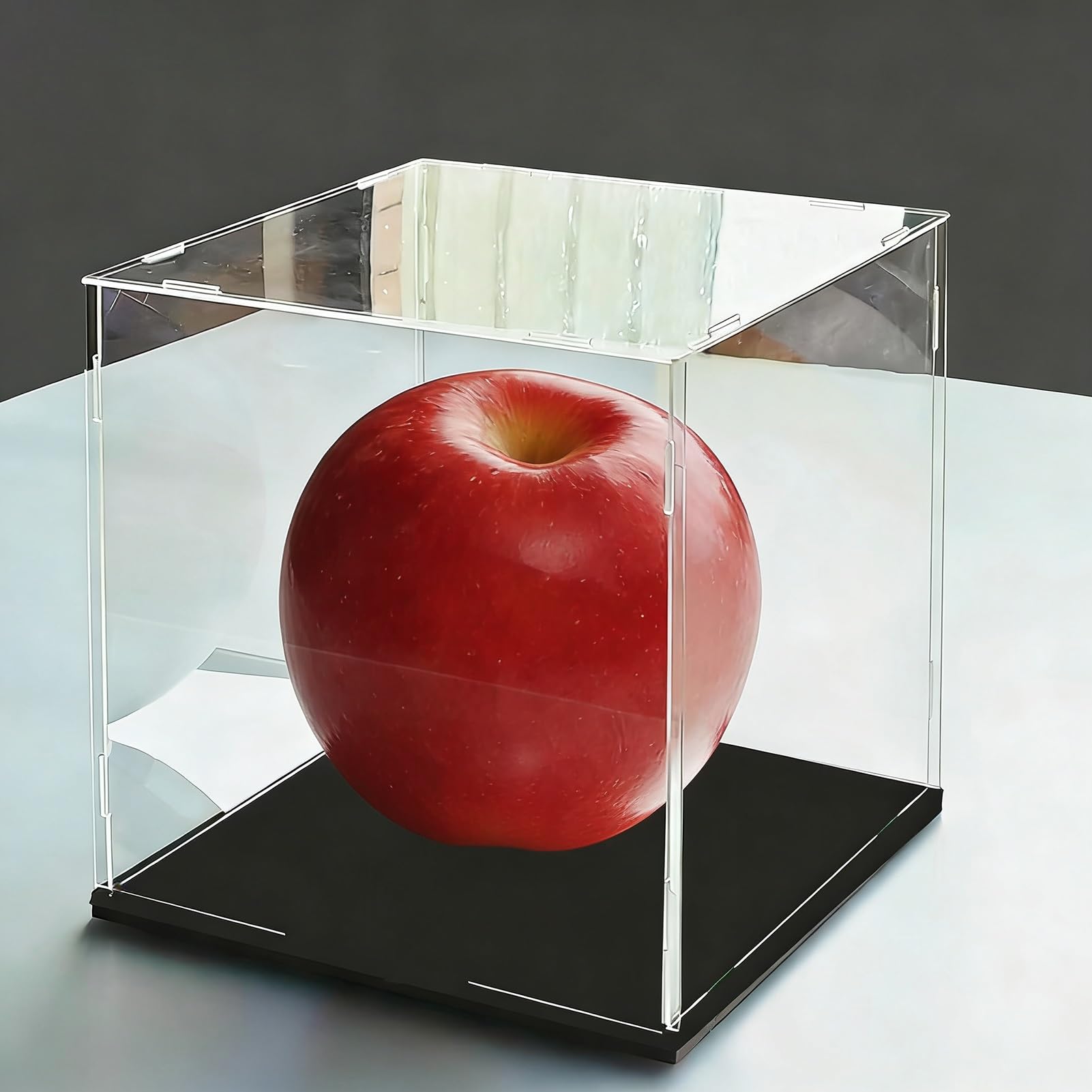 Clear Plastic Showcase, Clear Acrylic Display Case with Black Base, Multiple Sizes for(40x40x25cm(16"x16"x10"))