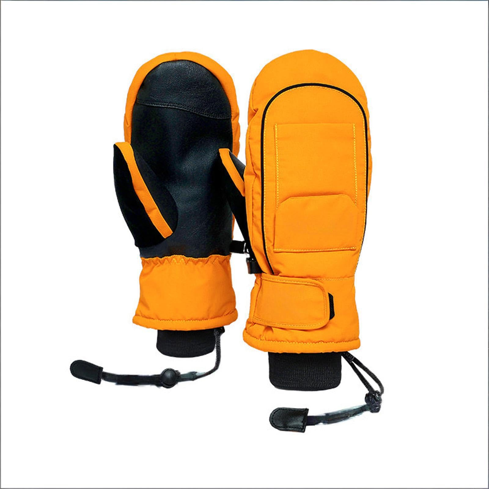 Guanti Sci Bambino, Guanti Termici Invernali, Muffole da Neve per Bambini, Impermeabili, Regalo per Ragazzi E Ragazze, per Ciclismo, Snowboard,3.Orange,S (5~11 Years)