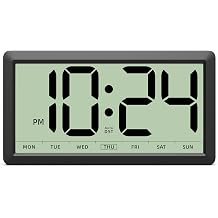 10'' Digital Wall Clock Battery-Operated with Large Display, Auto-DST, Day