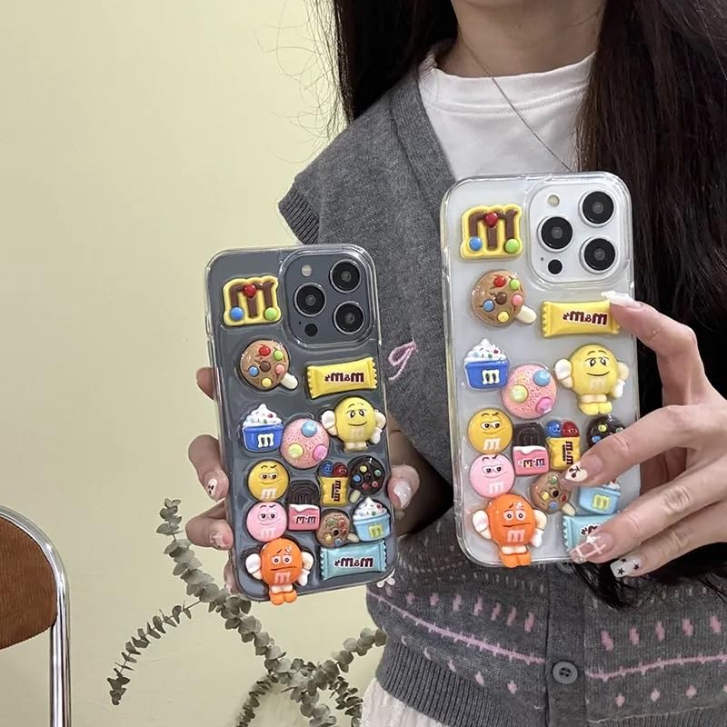 Image of Case Creation for iPhone 14 Plus 3D Cartoon Candy Hot Chocolate Phone Case, Luxury Sugar Coated Embossed Funny Fashion Glitter Cute Colorful Epoxy Hard Mobile Cover for Apple iPhone 14 Plus (Clear)