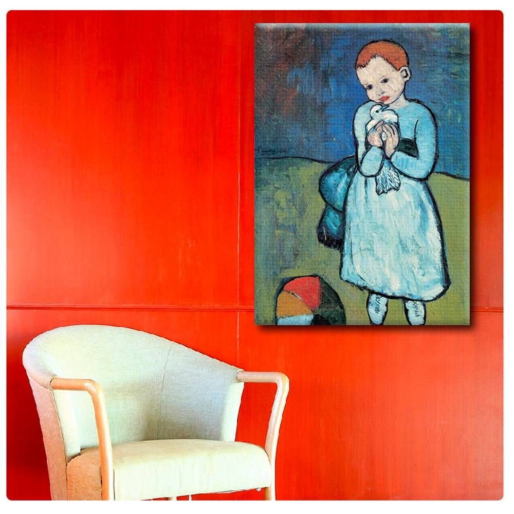 Amazon.co.jp: Alonline Art - パブロ・ピカソ作「鳩の子」| フレーム