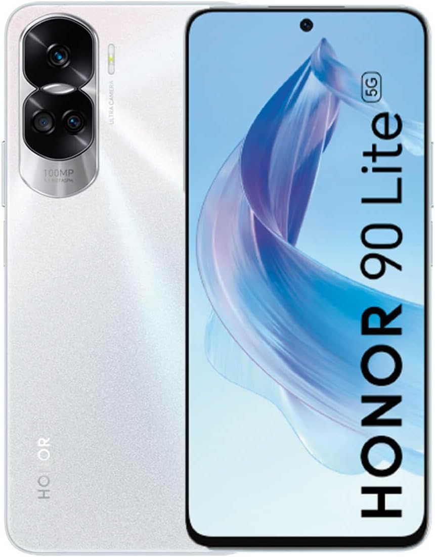HONOR 90 Lite Smartphone 5G with 100MP Triple Camera, 8+256GB, 6,7” 90Hz Display, 4500mAh, Dual SIM, Android 13, Titanium Silver