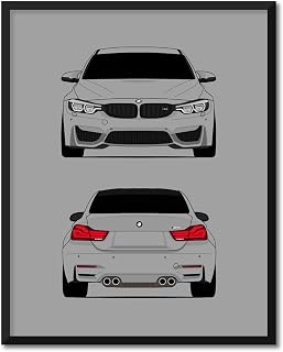 CUSTOMIZABLE COLOR: BMW M4 F82 (2018-2020) (Front and Rear) Inspired Poster Print Wall Art Decor Handmade (Unframed)