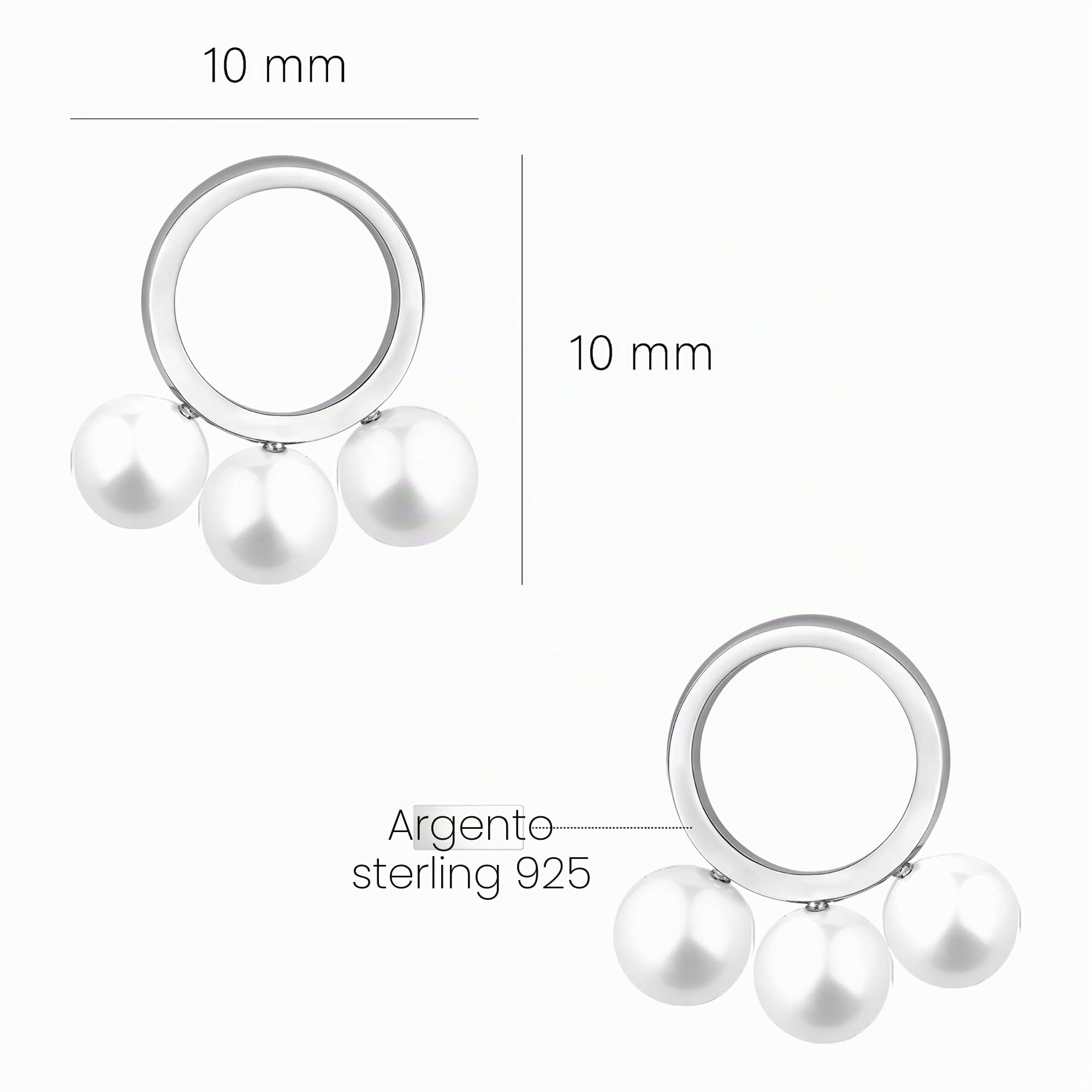 SOFIA MILANI - Orecchini da Donna in Argento 925 - Orecchino a Perno a Cerchio Perla