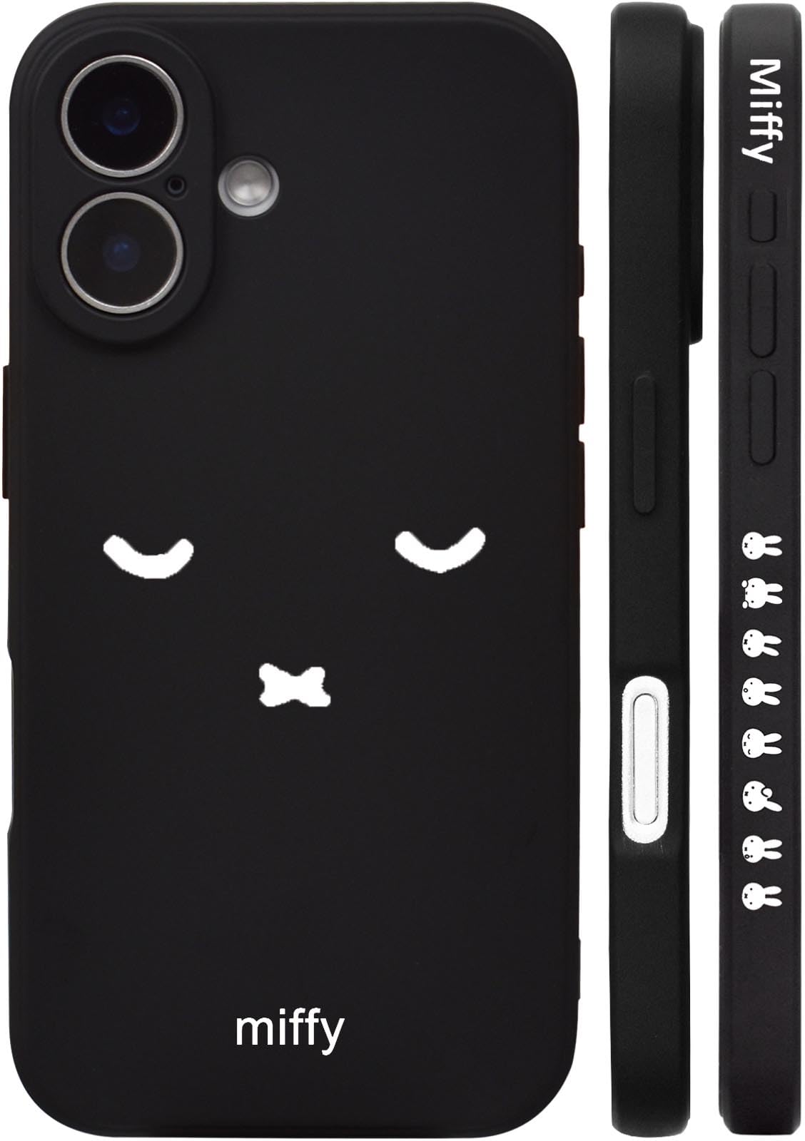 ミッフィー iPhone16 Pro Max 用 ケース スマホケース キャラクター iphone16pro max 用 ケース アイフォン16 プロマックス 携帯 カバー かわいい おしゃれ 側面設計 TPU レンズ保護 ワイヤレス充電対応 指紋防止 サイドデザイン ブラック 6.9インチ iPhone16Pro Max 用