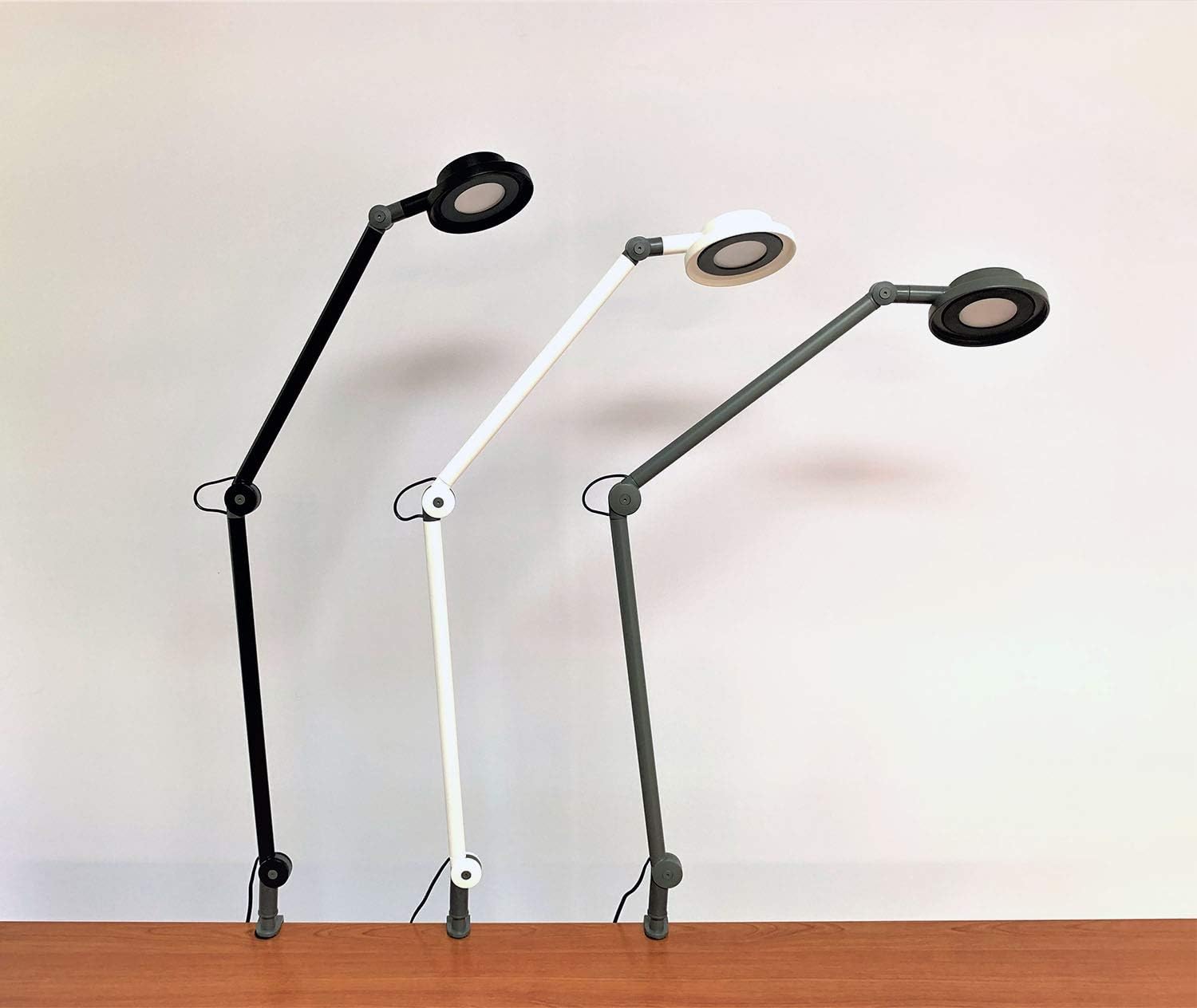 Wood Technology ZTRA LED Architect Desk Lamp with Adjustable Clamp and Dimmer, Iron Gray