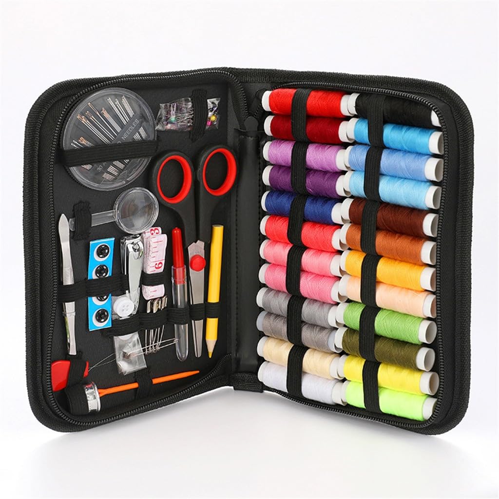 Caja de Costura para el hogar, 24 Colores, fácil de Transportar, Ideal para Viajes, reparación y Almacenamiento.