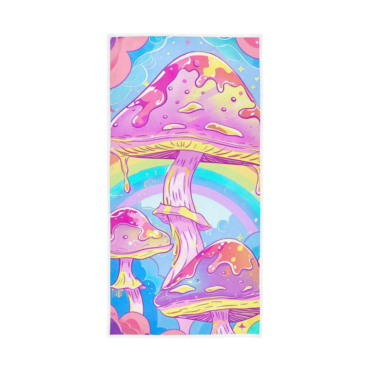 HUYGD Mushrooms Cloud Colorful Hand Towel, 15 x 30 Inches, Soft Highly Absorbent Towels for Bathroom Gym Shower