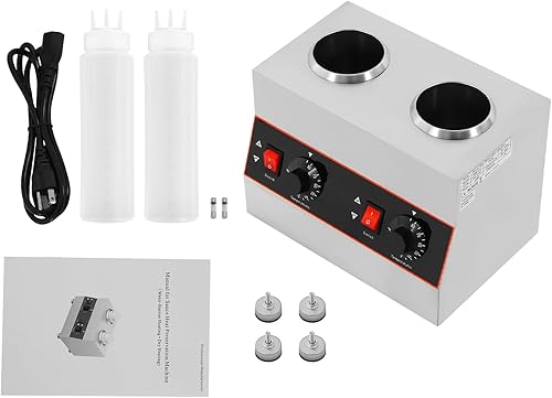 Miniatura 7 de Calentador de salsa de queso eléctrico comercial para encimera, calentador de salsa de alimentos multifunción 110 V, calentador de botellas de