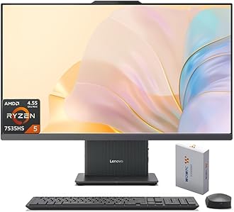 Lenovo IdeaCentre Business All-in-one Computer, 23.8" FHD IPS Display, AMD Ryzen 5 7535HS (Up to 4.55GHz), 32GB DDR5 RAM, 1TB PCIe SSD, Wi-Fi 6, USB-C, HDMI in&Out, Bundle 500GB External Drive