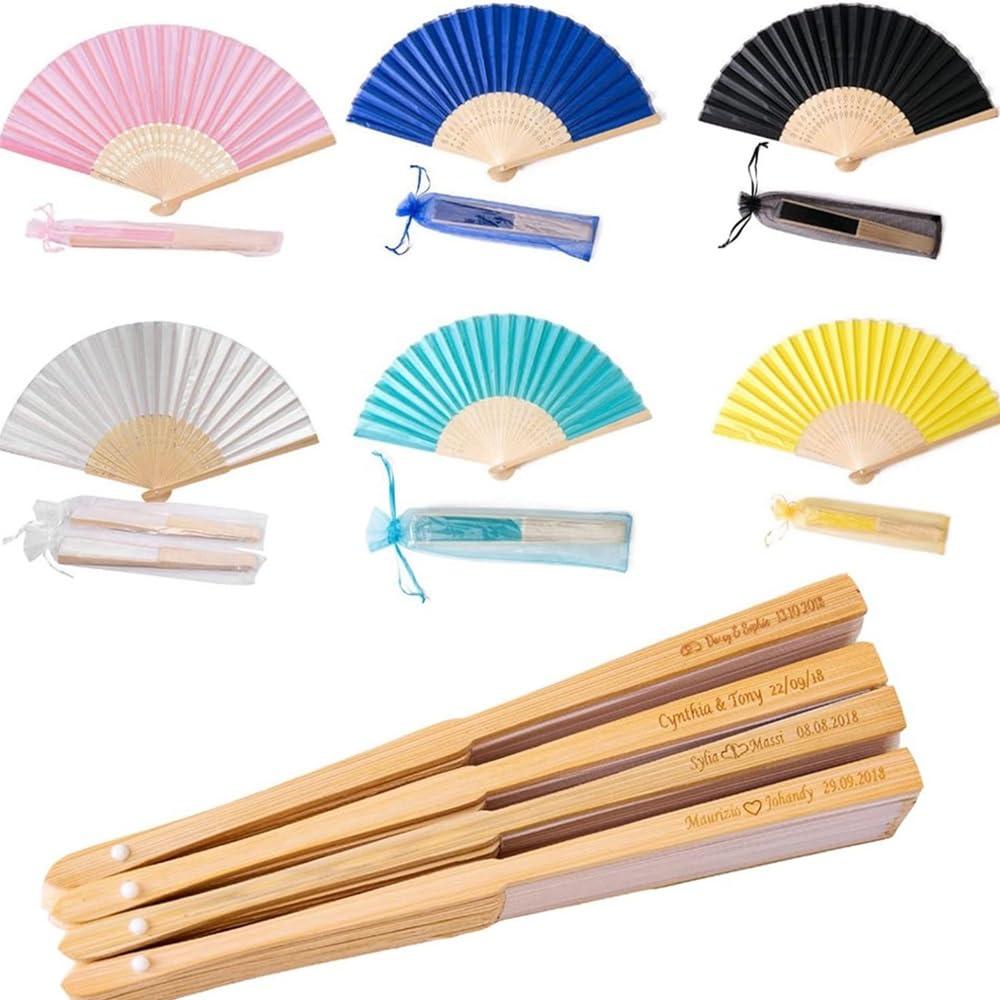 20 Piezas Abanico Personalizado con Nombre, Abanicos Plegables De Mano Abanicos, Abanico Boda Personalizado, Piezas Abanico, Mano Blanco Abanico, Boda Invitado (Color : Mix Color)