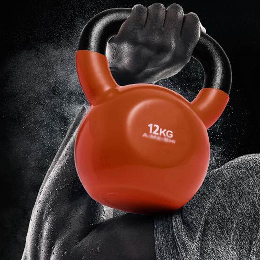Małe hantle Kettlebells, żeliwna waga Kettlebell, kolorowe winylowe dzwonki do czajników do treningu całego ciała i treningu siłowego, hantle fitness 2 kg-28 kg (12 kg)