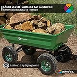 Miweba Bollerwagen Dumper | 𝟑𝟎𝟎 kg Traglast - Luftreifen - Volumen 75 L - Kippfunktion - Sackkarre - Schubkarre - Transportwagen - Kinderwagen - Handwagen - Gartenwagen - Wagen - Kippwagen (Grün)