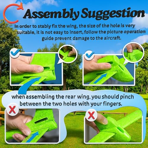 Image of GRAPHENE Kids Airplane Toy Large Throwing Foam Plane Glider Flying Aeroplane for Kids 17.5inch Led Light 2 Flying Mode Paper Airplane Launcher Aircraft Toy for Outdoor Gift for 5-14 Years Boys Girls