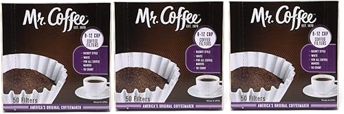 Mr. Coffee Filtros de café estriados de 50 quilates, tipo cesta, compatibles con Mr. Coffee Makers