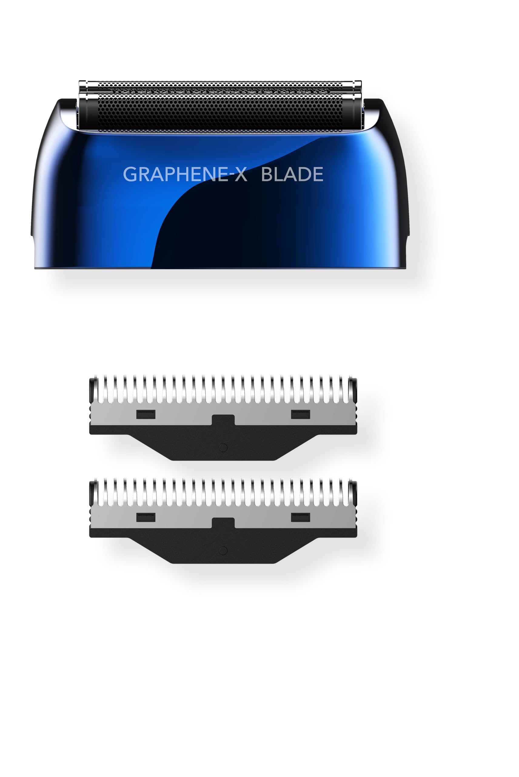 Blade & Stone™ Testina di ricambio per rasoio a lamina – Graphene-X™ Lamina e lama – Progettato per i rasoi Blade & Stone 501 Foil da uomo (grande testina di ricambio blu e lama)