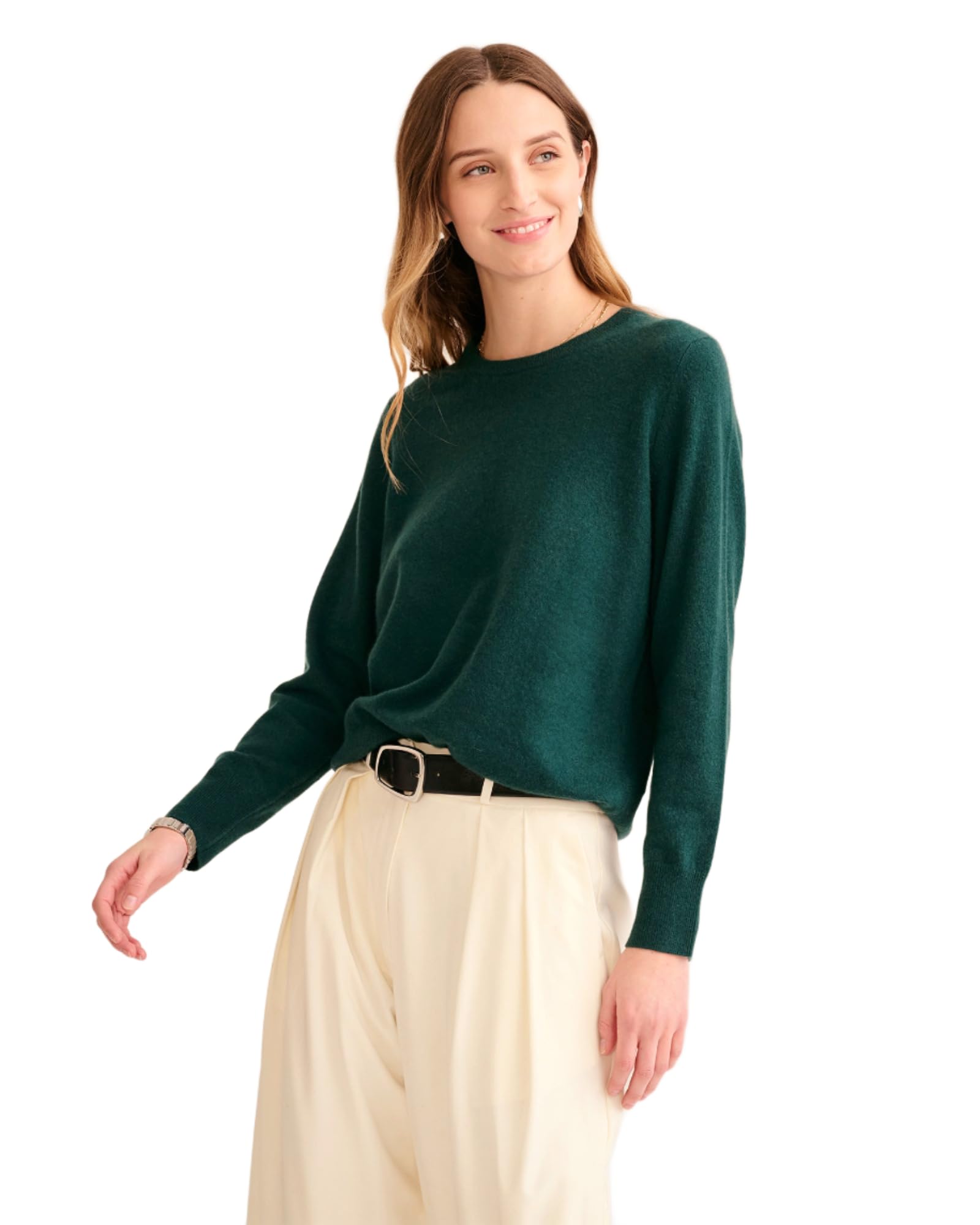 NAADAM Women's The Original Cashmere Crewneck Sweater, Pine, M