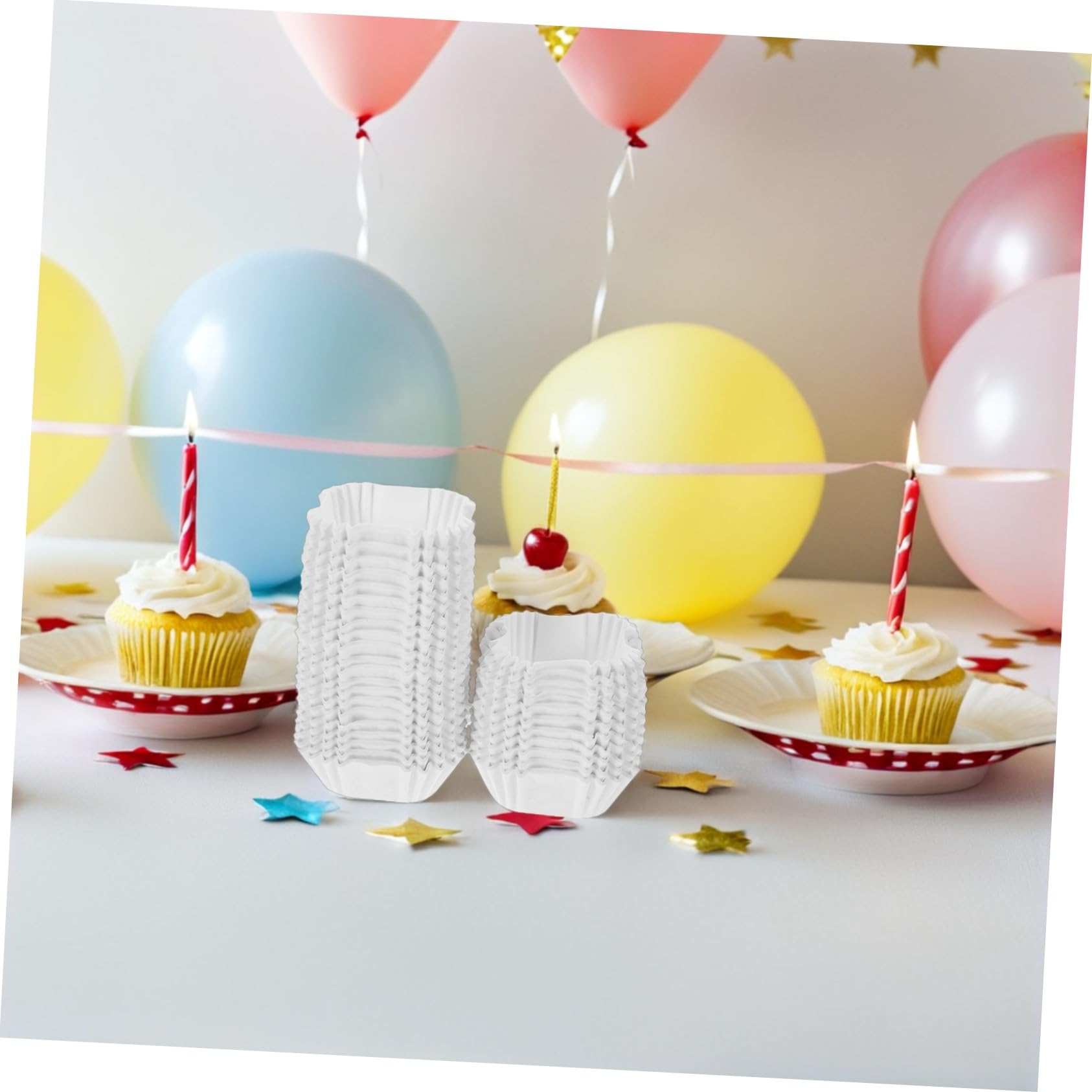 Capacillos de Papel Cuadrados para Cupcakes 3000 Piezas Blanco | Pasta de Pulpa de Madera, Resistencia al Calor y Liberación Fácil, Uso en Pastelería y Baby Shower