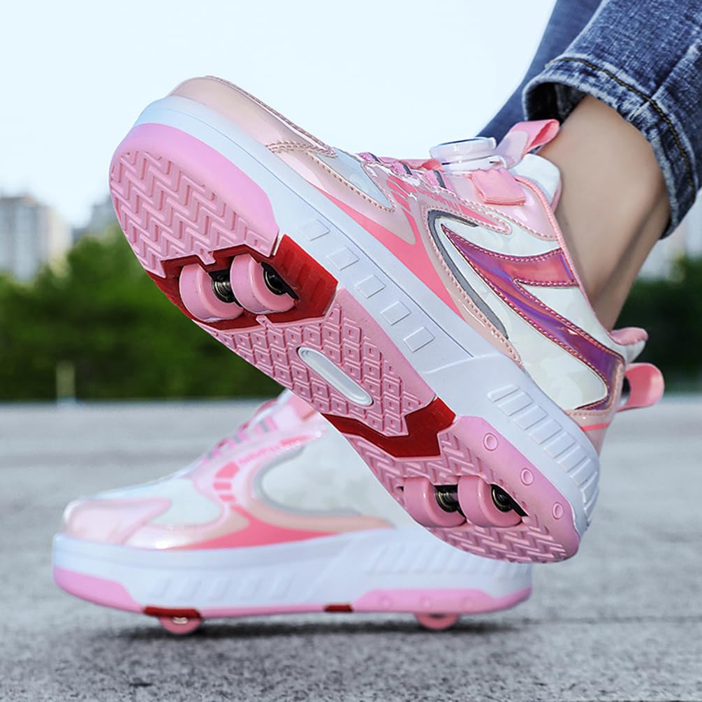 Dziewczęce buty na kółkach dla chłopców buty do deskorolki dla dzieci 2 w 1 wielofunkcyjne buty na rolkach buty na rolkach buty damskie, Rolka S37, 37 EU