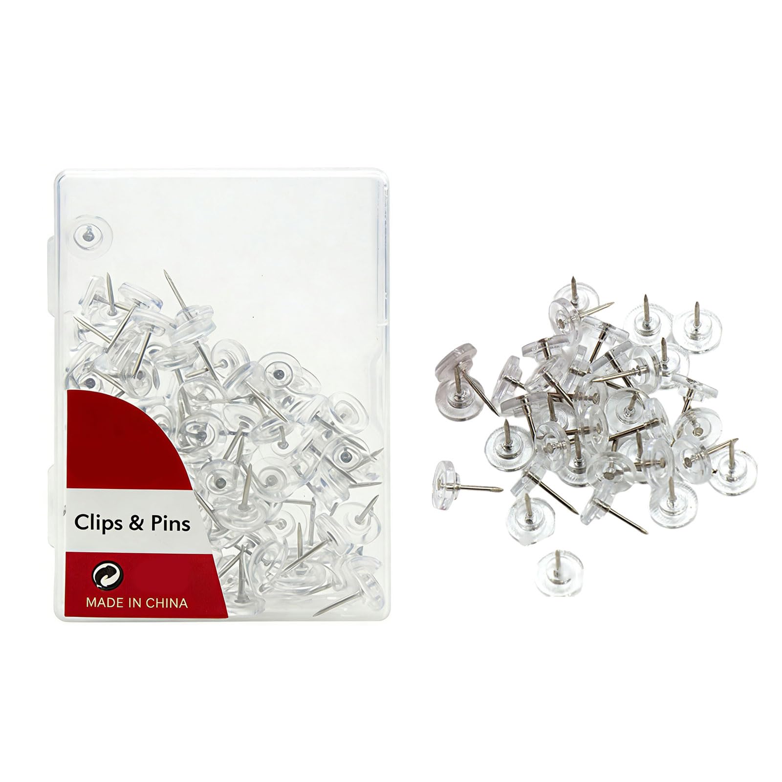Clear Flat Head Push Pin 50/100 / 500Pcs Round-headed Pushpin Cork Board Tacks Map Pins for Bulletin Board and Photo Wall Drawing Pins