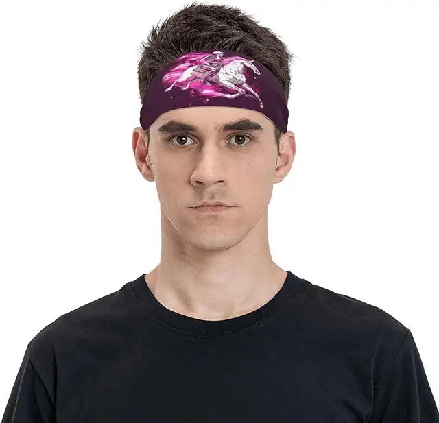 Pink Skull White Horse Headband - Sweatband for Running, Gym, Soccer