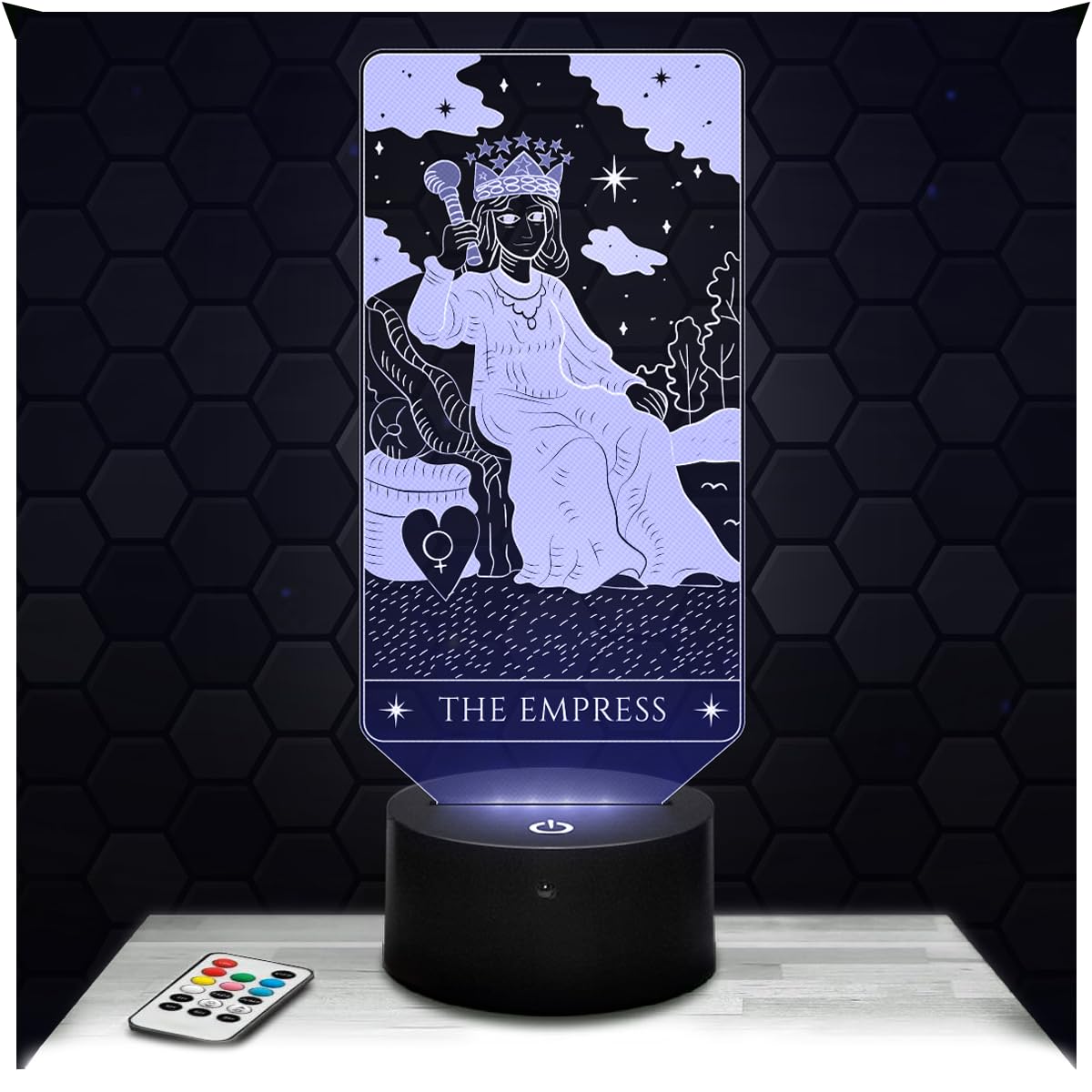 Lampephoto.fr - Empress Arcane Tarot 3D Lamp, Gift Idea Decor Card Clairvoyance Cartomancy Oracle, Lamp Decor Office Living Room Empress Arcane Tarot, Soft Light, Original Christmas, Gift Idea