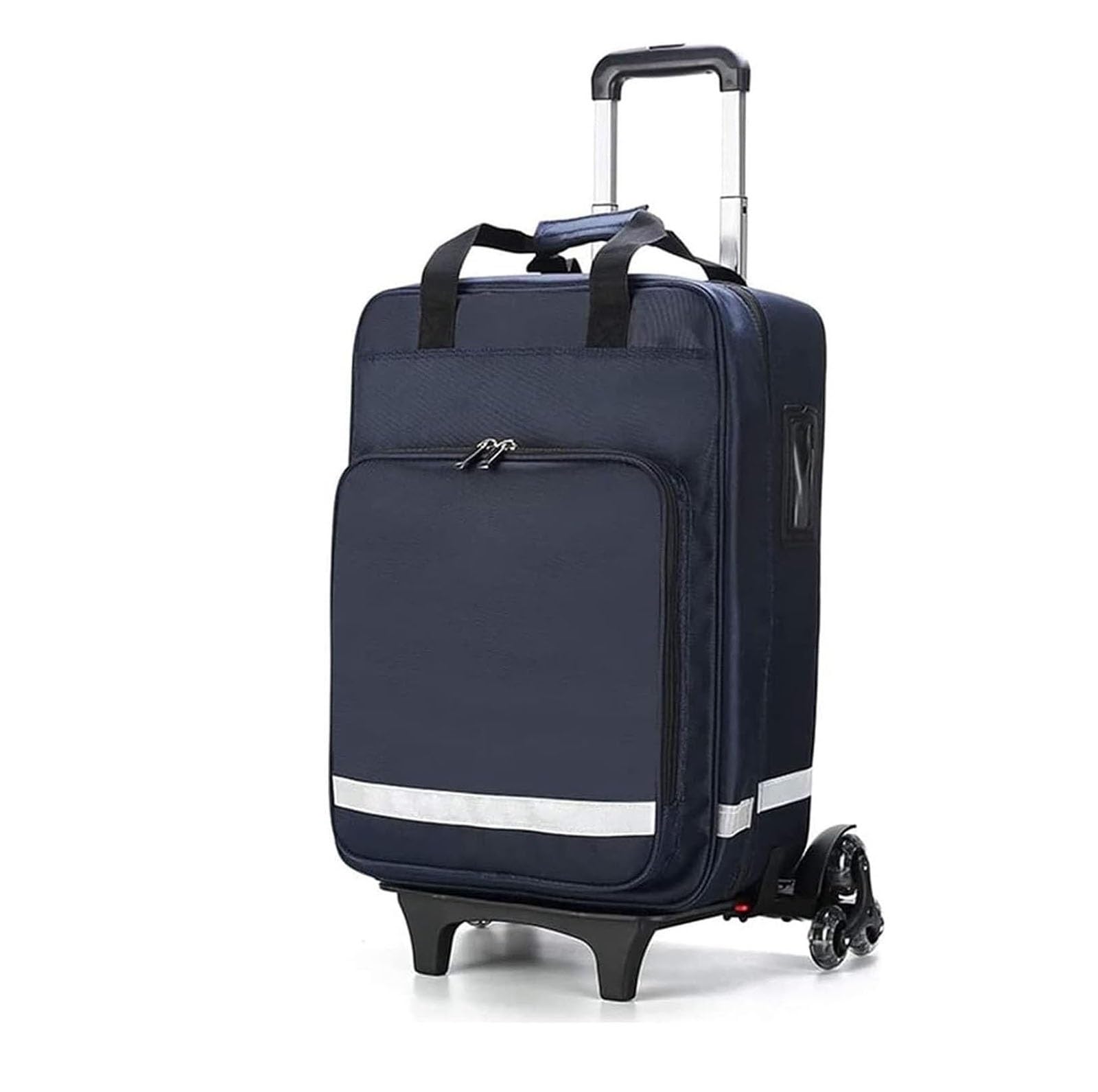 Bolsa de primeros auxilios de emergencia con ruedas y suministros médicos, con carrito desmontable, mochila de primeros auxilios para enfermeras, para senderismo al aire libre(Blue)