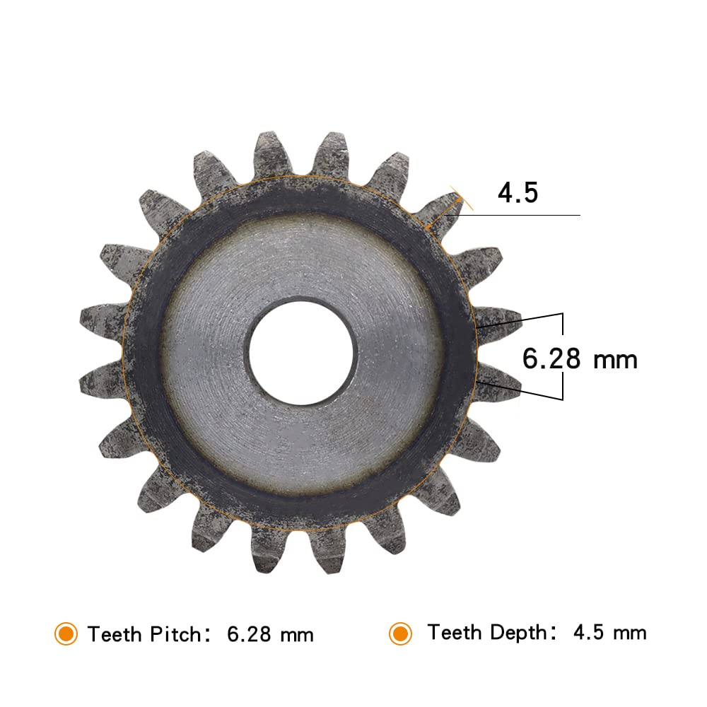 Sostituzione cuscinetti Ingranaggio piatto 2M-10/11/12/13/14/15/16/17/18/19/20T SC45# Ingranaggio cilindrico in acciaio al carbonio Altezza 20 mm Denti di tempra ad alta frequenza(2M16T - Bore 10 mm)
