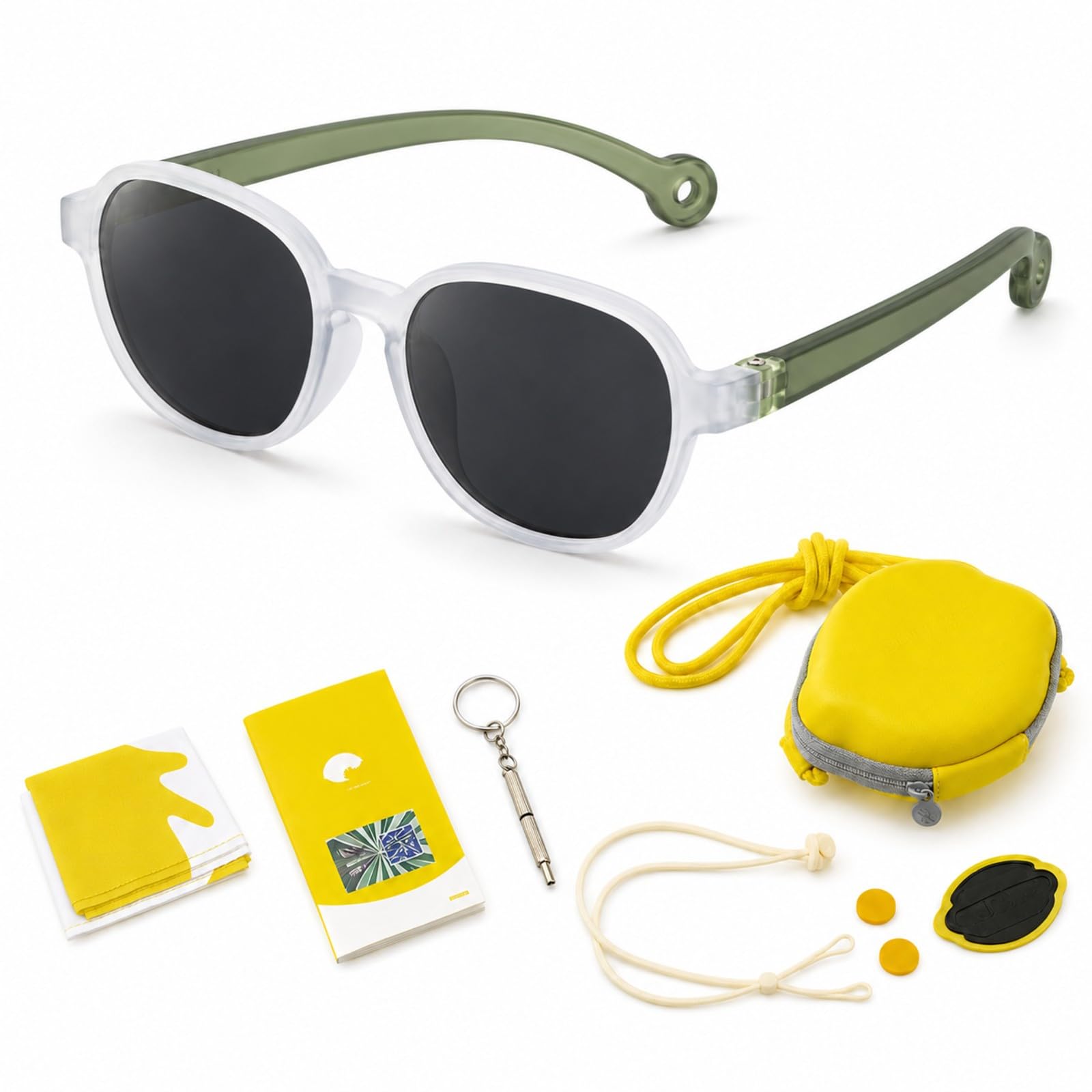 LVJMJ - Lentes de sol polarizados plegables UV400 TR90, lentes TAC para niños y niñas de 3 a 12 años con funda y correa