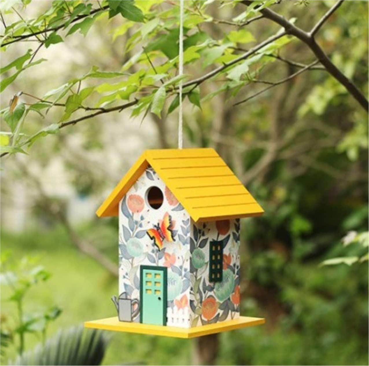 Karmnik dla Dzikich Ptaków Bird Feeder Zewnętrzny Drewniany Karmnik Dla Ptaków Dziedziniec Ogród Dekoracja Stacja Karmienia Wróbli(D)