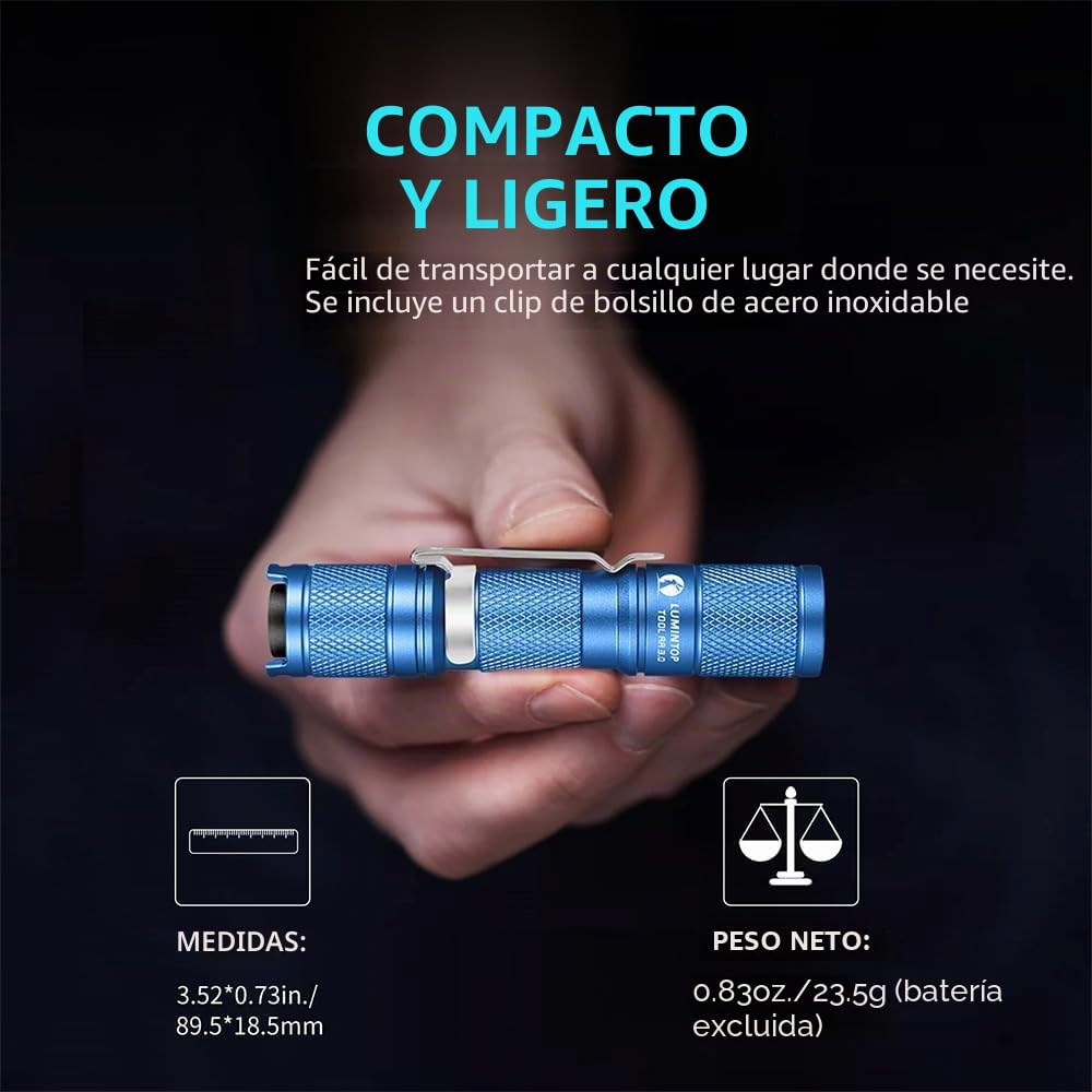 LUMINTOP Linterna AA EDC Superbrillante de Bolsillo de 900 Lúmenes, con Cola Magnética y Batería Recargable de 920 mAh, 5 Modos con Memoria