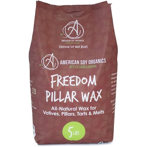 American Soy Organics Freedom Soy Wax Beads for Pillar Candle Making - Natural Candle Making Supplies - Paraffin-Free, Beeswax-Free Candle Wax for Votives, Pillars, Tarts, Tealights and Wax Melts 5lbs